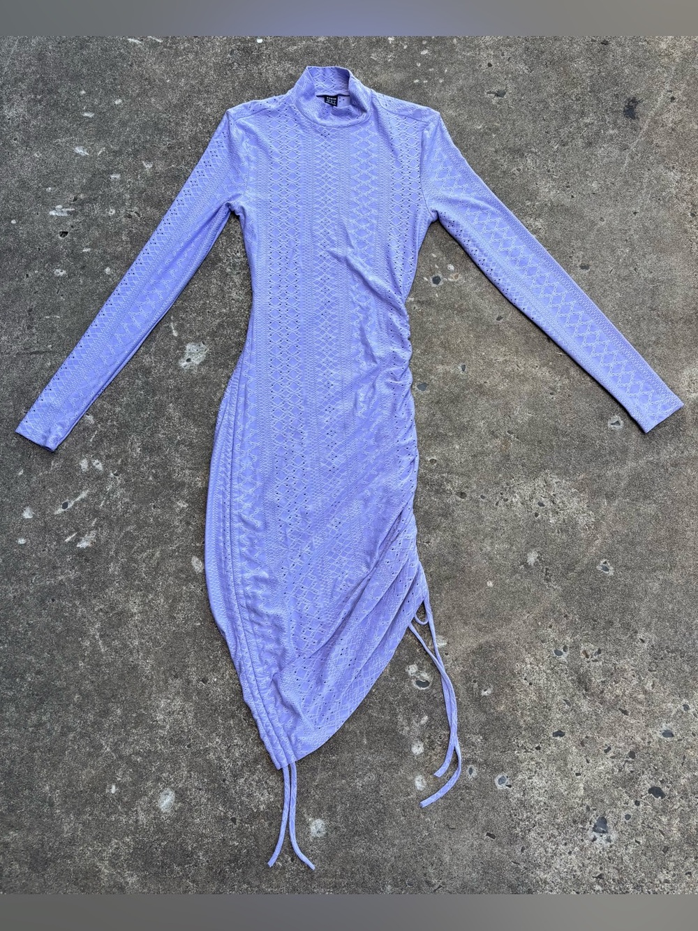 SHEIN Lilac Ruched Long-Sleeve Knit Dress